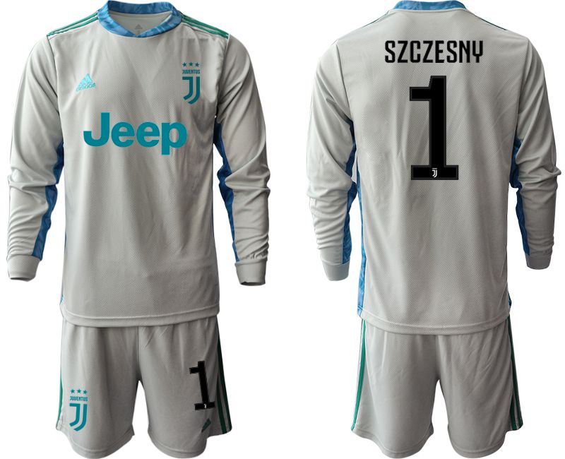 Men 2020-2021 club Juventus gray long sleeve goalkeeper #1 Soccer Jerseys->juventus jersey->Soccer Club Jersey